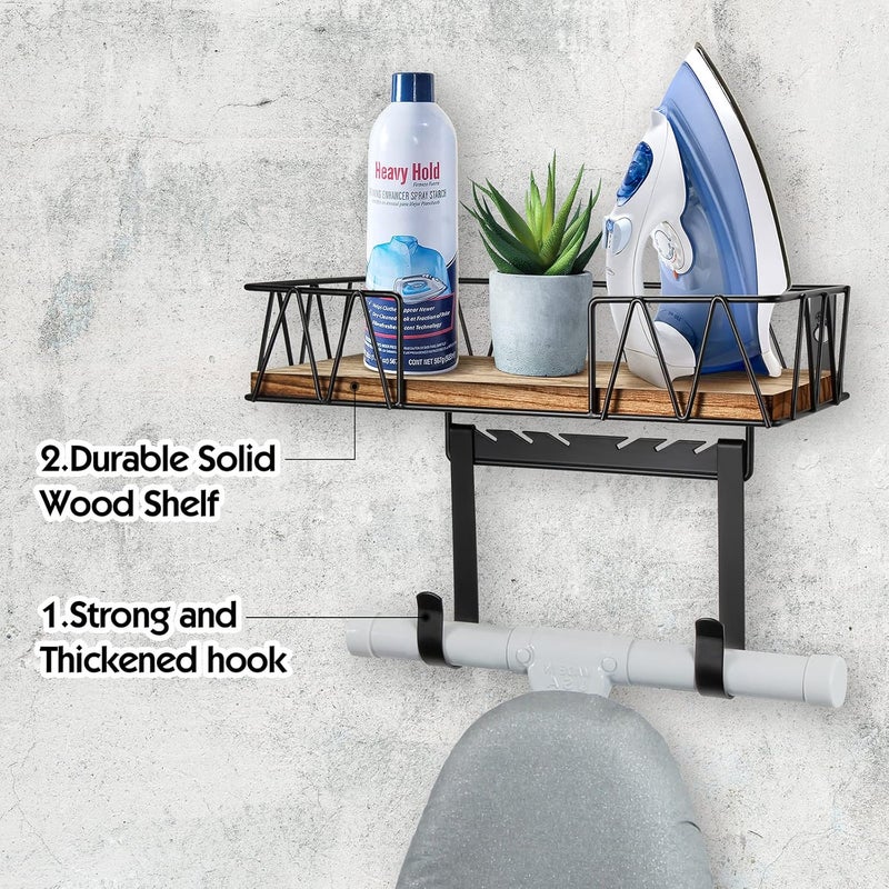 TJMOREE Ironing Board Holder Wall Mount - Laundry Room Iron and Ironing Board Hanger Laundry Room Decor Organization and Storage (T&V Shaped) - Image 2